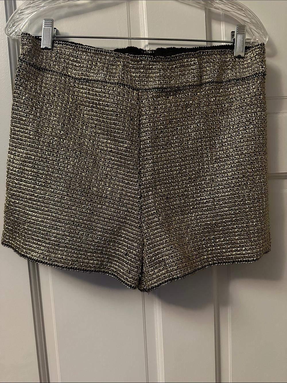Design Lab Lord & Taylor Gold Metallic Knit High-Waist Shorts